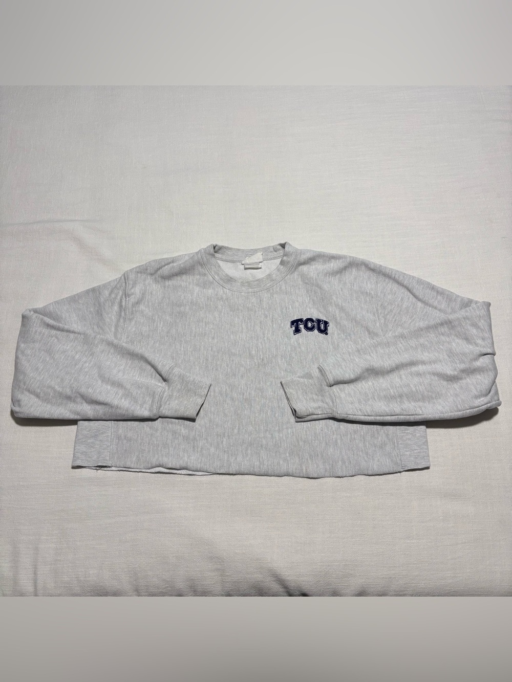 Champion TCU Crew Pullover Sweatshirt | Cropped Length | Size Large